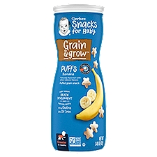 Gerber Snacks for Baby Grain & Grow Puffs Banana Puffed Grain Snack, Crawler 8+ Months, 1.48 oz