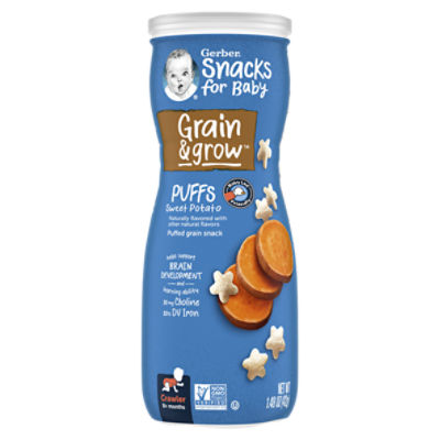 Gerber Snacks for Baby Grain & Grow Sweet Potato Puffs, Crawler, 8+ Months, 1.48 oz, 1.48 Ounce