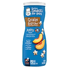 Gerber Snacks for Baby Grain & Grow Peach Puffs, Crawler, 8+ Months, 1.48 oz