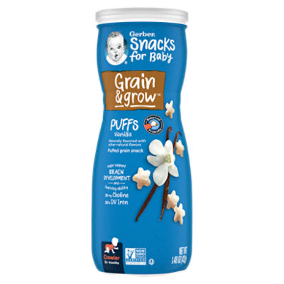 Gerber Grain & Grow Vanilla Puffs Puffed Grain Snack, Crawler, 8+ Months, 1.48 oz