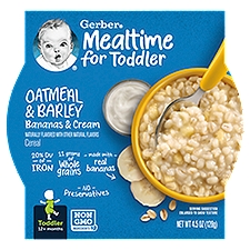 Gerber Oatmeal & Barley Bananas & Cream Cereal Baby Food, Toddler, 12+ Months, 4.5 oz, 4.5 Ounce