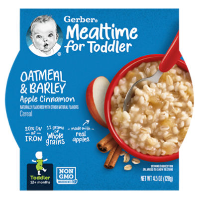 Gerber Breakfast Buddies Apple Cinnamon Hot Cereal with Real Fruit, 4.5 Oz Tray