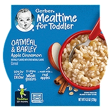 Gerber Breakfast Buddies Apple Cinnamon Hot Cereal with Real Fruit, 4.5 Oz Tray