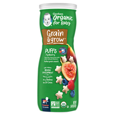 Gerber Organic Puffs Fig Berry Puffed Grain Snack, Crawler, 8+ Months ...