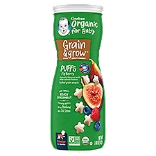 Gerber Organic Puffs Fig Berry Puffed Grain Snack, Crawler, 8+ Months, 1.48 oz, 1.48 Ounce
