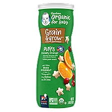 Gerber Organic Puffs Cranberry Orange Puffed Grain Snack, Crawler, 8+ Months, 1.48 oz, 1.48 Ounce