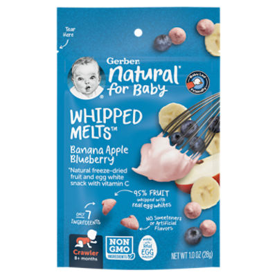 Gerber Whipped Melts Banana Apple Blueberry Baby Food, Crawler, 8+ months, 1.0 oz