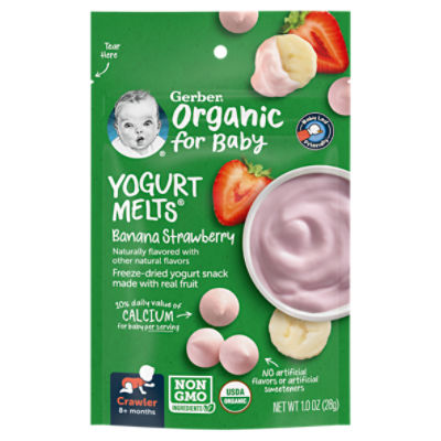 Gerber Yogurt Melts Organic Banana Strawberry Freeze-Dried Yogurt Snack, Crawler 8+ months, 1.0 oz, 1 Ounce