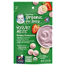 Gerber Yogurt Melts Organic Banana Strawberry Freeze-Dried Yogurt Snack, Crawler 8+ months, 1.0 oz, 1 Ounce