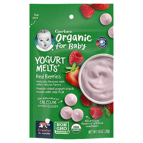 Gerber Yogurt Melts Organic Red Berries Freeze-Dried Yogurt Snack, Crawler, 8+ Months, 1.0 oz