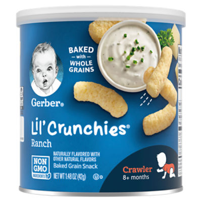 Gerber Lil' Crunchies Ranch Baked Corn Baby Snacks, 1.48 Oz Canister