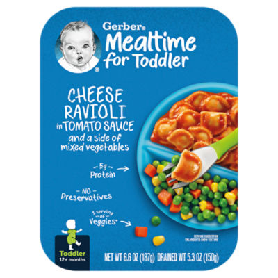 Gerber Cheese Ravioli in Tomato Sauce Baby Food, Toddler, 12+ Months, 6.6 oz