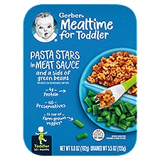 Gerber Mealtime for Toddler Pasta Stars in Meat Sauce Baby Food, Toddler, 12+ months, 6.8 oz, 6.8 Ounce