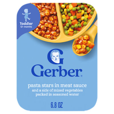 Gerber Pasta Stars in Meat Sauce Baby Food, Toddler 12+ months, 6.8 oz