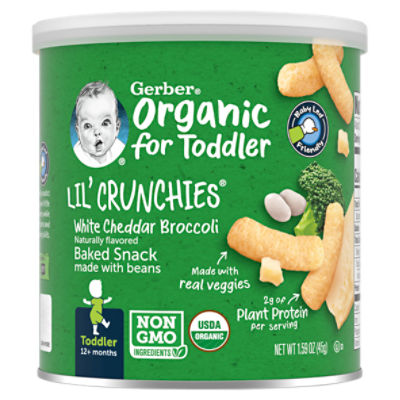 Gerber Lil' Crunchies Organic White Cheddar Broccoli Baked Toddler Snack, 1.59 oz
