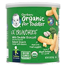 Gerber Lil' Crunchies Organic White Cheddar Broccoli Baked Toddler Snack, 1.59 oz, 1.59 Ounce