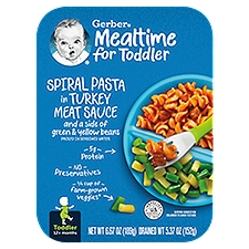 Gerber Mealtime For Toddler Spiral Pasta in Turkey Meat Sauce, Toddler, 12+ Months, 6.67 oz