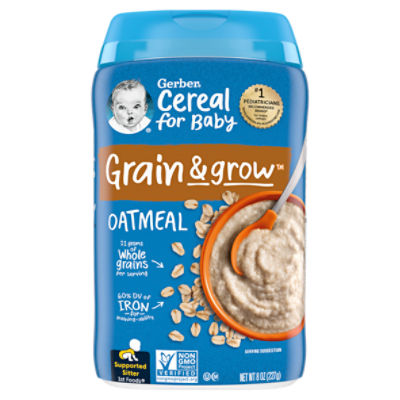 Gerber 1st Foods Cereal for Baby Grain & Grow Oatmeal Baby Food, Supported Sitter, 8 oz
