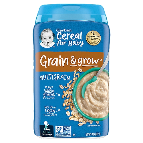 Gerber 2nd Foods Grain & Grow Multigrain Baby Food, Sitter, 8 oz
Grain & grow™ brings the goodness of whole grains and tailored nutrition
Iron to support brain development & learning ability.
11 grams of whole grains per serving
Gerber® combines high quality whole grain goodness with 12 essential nutrients.

