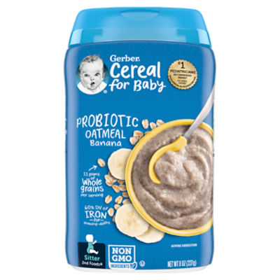 Gerber 2nd Foods Probiotic Oatmeal Banana Baby Cereal, 8 Oz