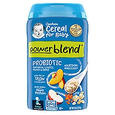 GERBER Cereal For Baby Power Blend Oat Peach Apple 8 oz, 8 Ounce