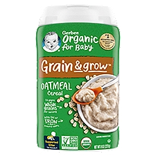Gerber 2nd Foods Organic for Baby Grain & Grow Baby Cereal, Oatmeal, 8 oz Canister, 8 Ounce