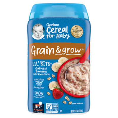 Gerber Lil' Bits Banana Strawberry Baby Oatmeal, 8oz, 8 Ounce