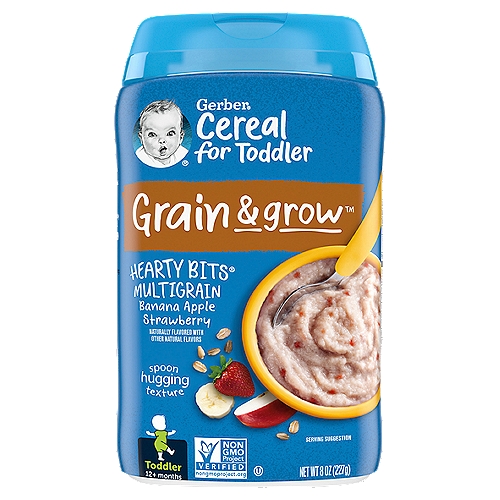 Gerber Hearty Bits MultiGrain Banana, Apple, Strawberry Cereal Baby Food, Toddler, 12+ Months, 8 oz