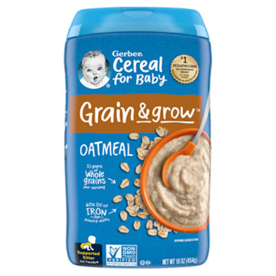 Gerber 1st Foods Grain & Grow Oatmeal Baby Food, Supported Sitter, 16 oz, 16 Ounce