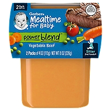 Gerber 2nd Foods Mealtime for Baby Powerblend Vegetable Beef Baby Food, Sitter, 4 oz, 2 count