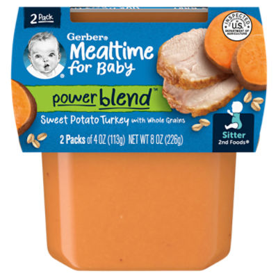 (Pack of 2) Gerber 2nd Foods Sweet Potato & Turkey with Whole Grains Dinner, 4 oz Tubs