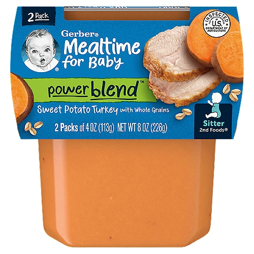 (Pack of 2) Gerber 2nd Foods Sweet Potato & Turkey with Whole Grains Dinner, 4 oz Tubs