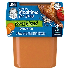 Gerber 2nd Foods Power Blend Mealtime for Baby Chicken Rice Baby Food, Sitter, 4 oz, 2 count