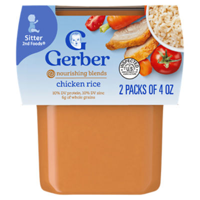 Gerber 2nd Foods Nourishing Blends Chicken Rice Baby Food, Sitter, 4 oz, 2 count