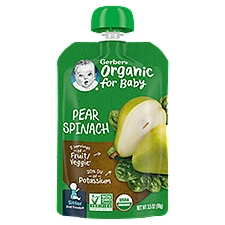 Gerber 2nd Foods Organic Pear Spinach Baby Food, 3.5 oz Pouch