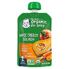Gerber 2nd Foods Organic Apple Carrot Squash Baby Food, 3.5 oz Pouch, 3.5 Ounce