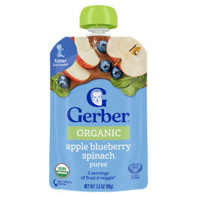 Gerber 2nd Foods Organic Apple Blueberry Spinach Baby Food, 3.5 oz Pouch