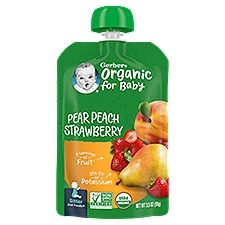 Gerber 2nd Foods Organic Pear Peach Strawberry Baby Food, 3.5 oz Pouch, 3.5 Ounce