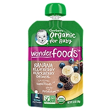 Gerber 2nd Foods Baby Food, Banana, Blueberry, Blackberry Organic Oatmeal, 3.5 Oz Pouch, 3.5 Ounce