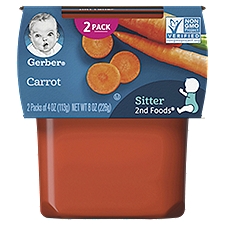 Gerber 2nd Foods Natural for Baby Carrot Baby Food, Sitter, 4 oz, 2 count