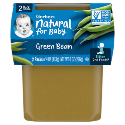 Gerber 2nd Foods Green Bean Baby Food, Sitter, 4 oz, 2 count