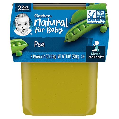 Gerber 2nd Foods Pea Baby Food, Sitter, 4 oz, 2 count
The Goodness Inside: 163 peas in each tub
These peas were grown using our Clean Field Farming™ practices