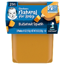 Gerber 2nd Foods Natural for Baby Butternut Squash Baby Food, Sitter, 4 oz, 2 count