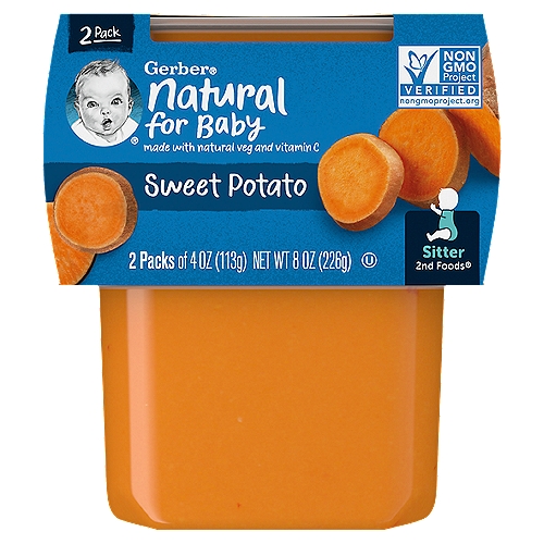 Gerber 2nd Foods Natural for Baby Sweet Potato Baby Food, Sitter, 4 oz, 2 count
