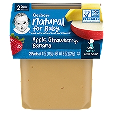 Gerber 2nd Foods Apple, Strawberry, Banana Baby Food, Sitter, 4 oz, 2 count, 8 Ounce