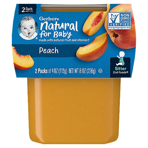 Gerber 2nd Foods Peach Baby Food, Sitter, 4 oz, 2 count