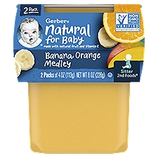 Gerber 2nd Foods Banana, Orange Medley Baby Food, Sitter, 4 oz, 2 count