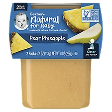 Gerber 2nd Foods Natural for Baby Pear Pineapple Baby Food, Sitter, 4 oz, 2 count