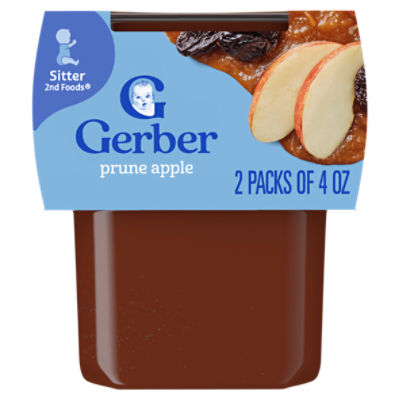 Gerber 2nd Foods Prune Apple Baby Food, Sitter, 4 oz, 2 count