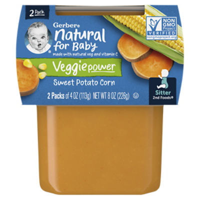 Gerber 2nd Foods Sweet Potato Corn Baby Food, Sitter, 4 oz, 2 count
